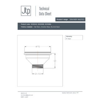 JTP Strainer Waste - 115mm Wide - Various Colour - Image 2