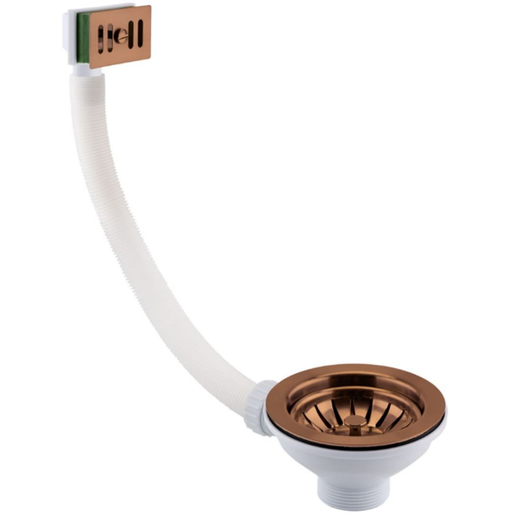 JTP Basket Square Strainer Waste Overflow – Various Colour - Brushed Rose Gold