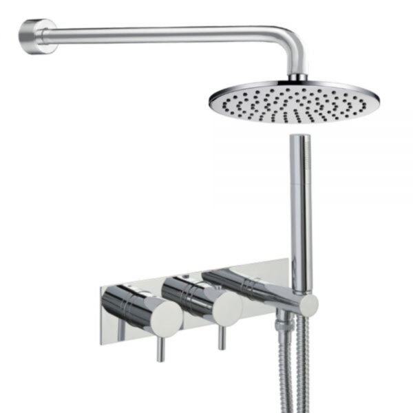 JTP Florence 2 Outlet Thermostatic Round Concealed Mixer Shower & Fixed Head Chrome