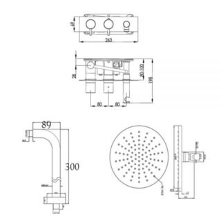 JTP Florence 2 Outlet Thermostatic Round Concealed Mixer Shower & Fixed Head Chrome - Image 2