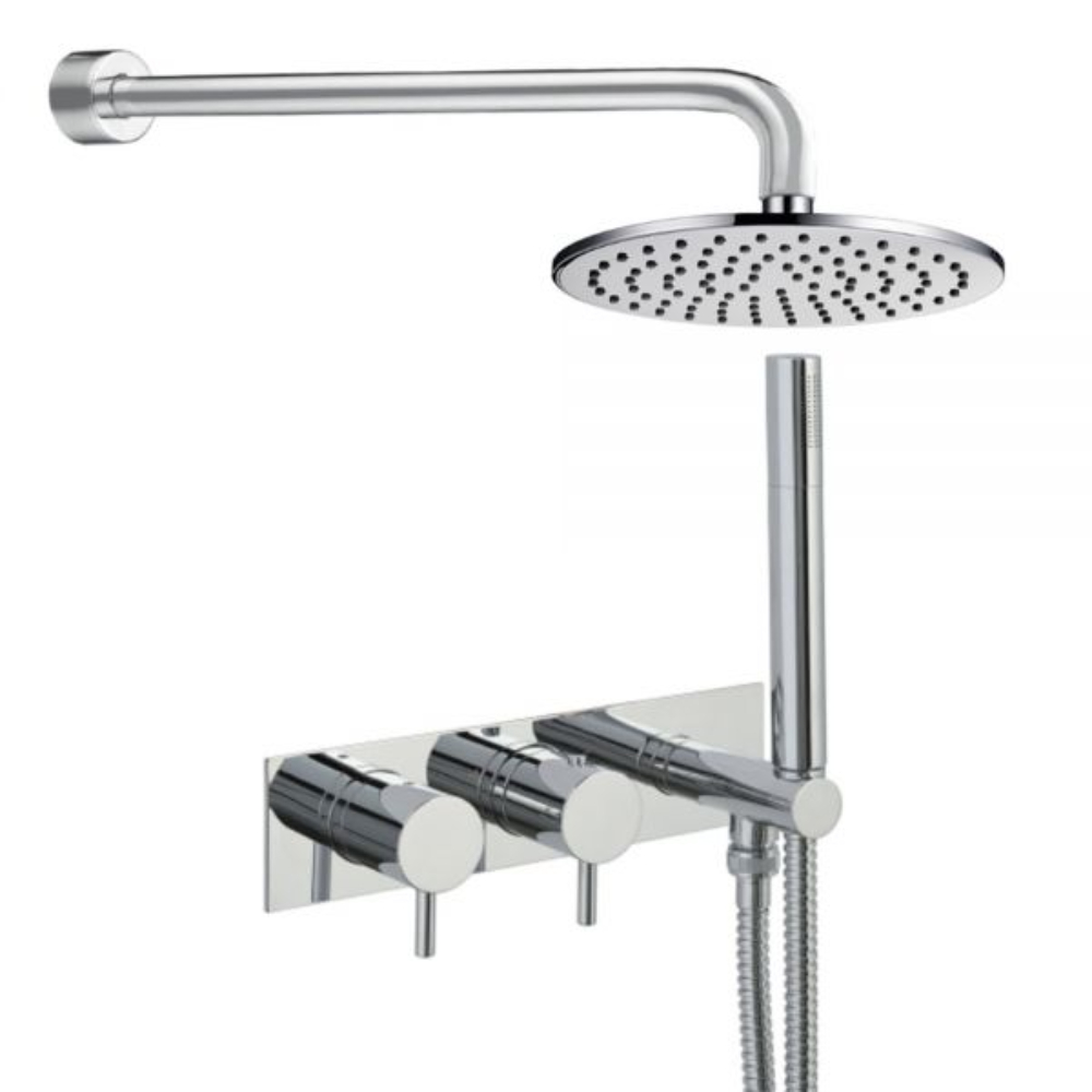JTP Florence 2 Outlet Thermostatic Round Concealed Mixer Shower & Fixed Head Chrome