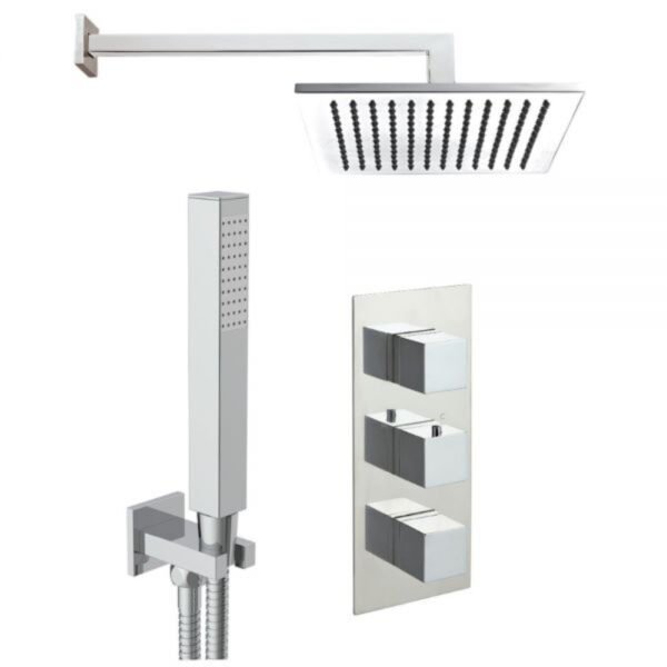 JTP Athena 2 Outlet Thermostatic Square Concealed Mixer Shower & Shower Handset Chrome