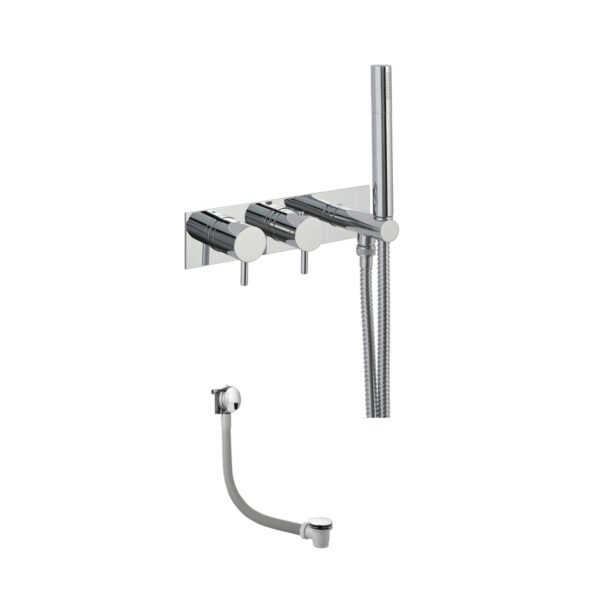 JTP Florence 2 Outlet Thermostatic Bath Kit & Handset And Bath Filler Chrome
