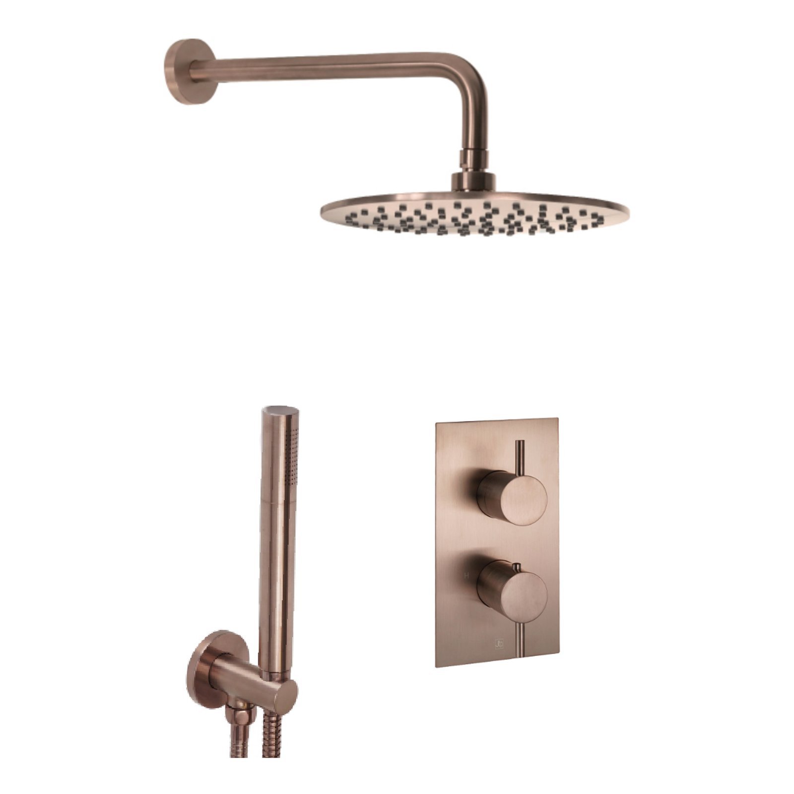 JTP Vos Round Thermostatic Concealed Mixer Shower With 2 Controller – Various Colour - Brushed Bronze