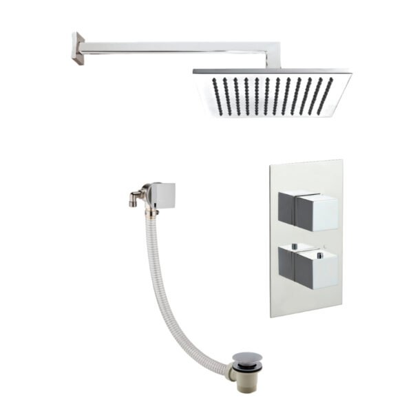 JTP Athena 2 Outlet Thermostatic Concealed Shower Valve And Shower Arm,Overhead Shower & Bath Filler Chrome