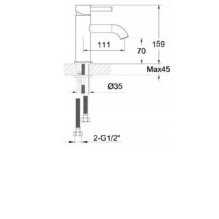 JTP Florence Basin Mixer Tap Without Pop-Up Waste And Designer Handle Chrome - Image 2
