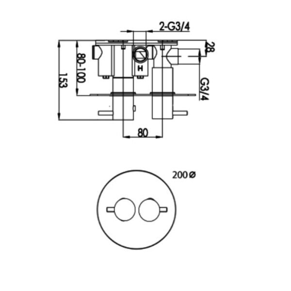 JTP Florence 2 Outlet Thermostatic Concealed Shower Valve & Oval Backplate And Designer Handle Chrome - Image 2