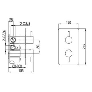 JTP Florence 3 Outlet Thermostatic Concealed Shower Valve And Designer Handle Chrome - Image 2