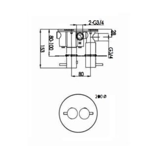 JTP Florence 3 Outlet Thermostatic Concealed Shower Valve & Oval Backplate And Designer Handle Chrome - Image 2