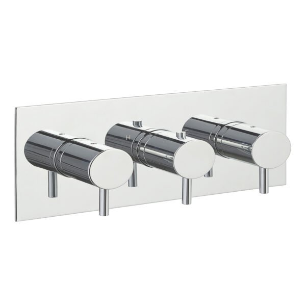 JTP Florence 2 Outlet 3 Handle Horizontal Thermostatic Concealed Shower Valve And Designer Handle Chrome