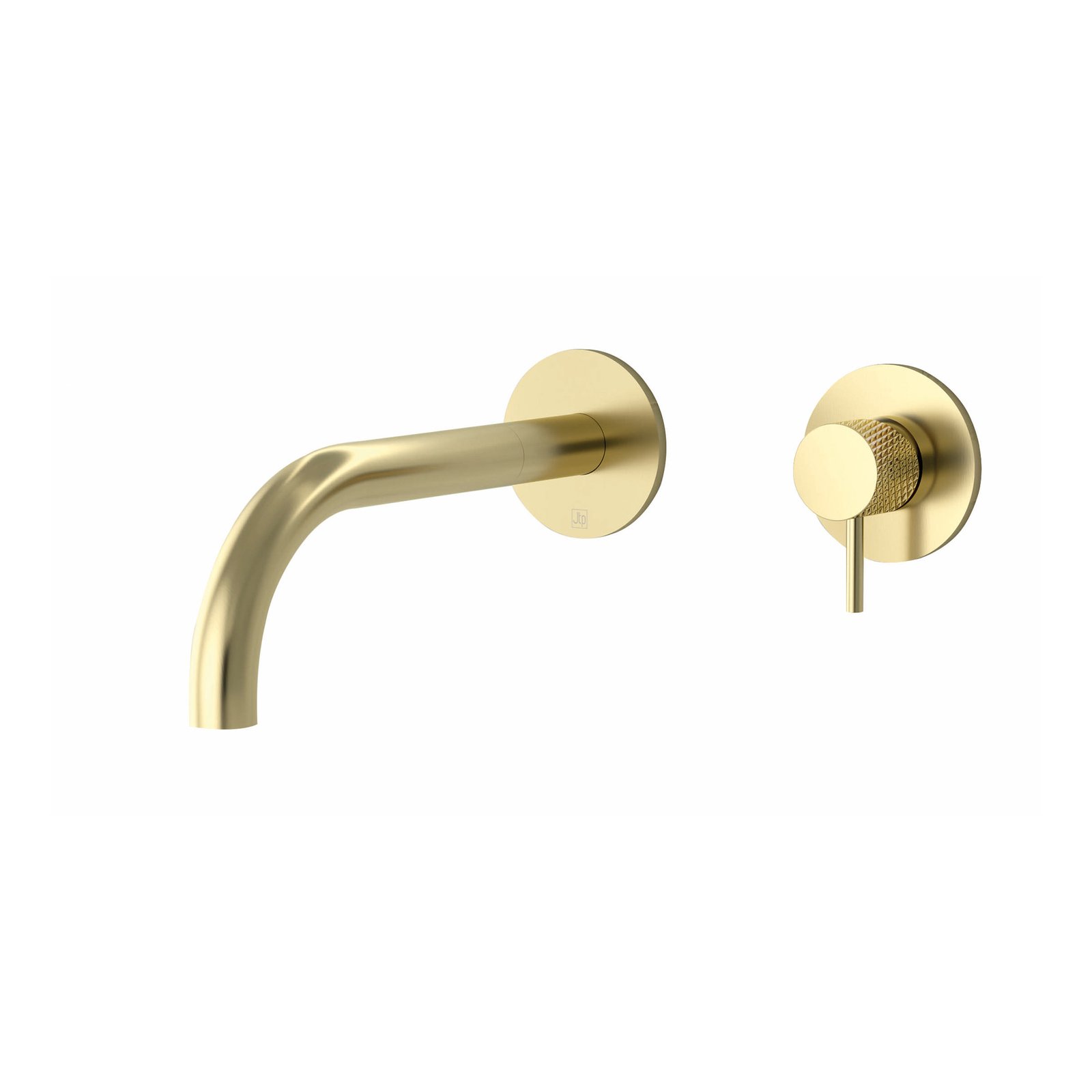 JTP Vos 2 Hole Wall Mounted Basin Mixer Tap – 200mm Spout Reach With Designer Handle – Various Colour - Brushed Brass