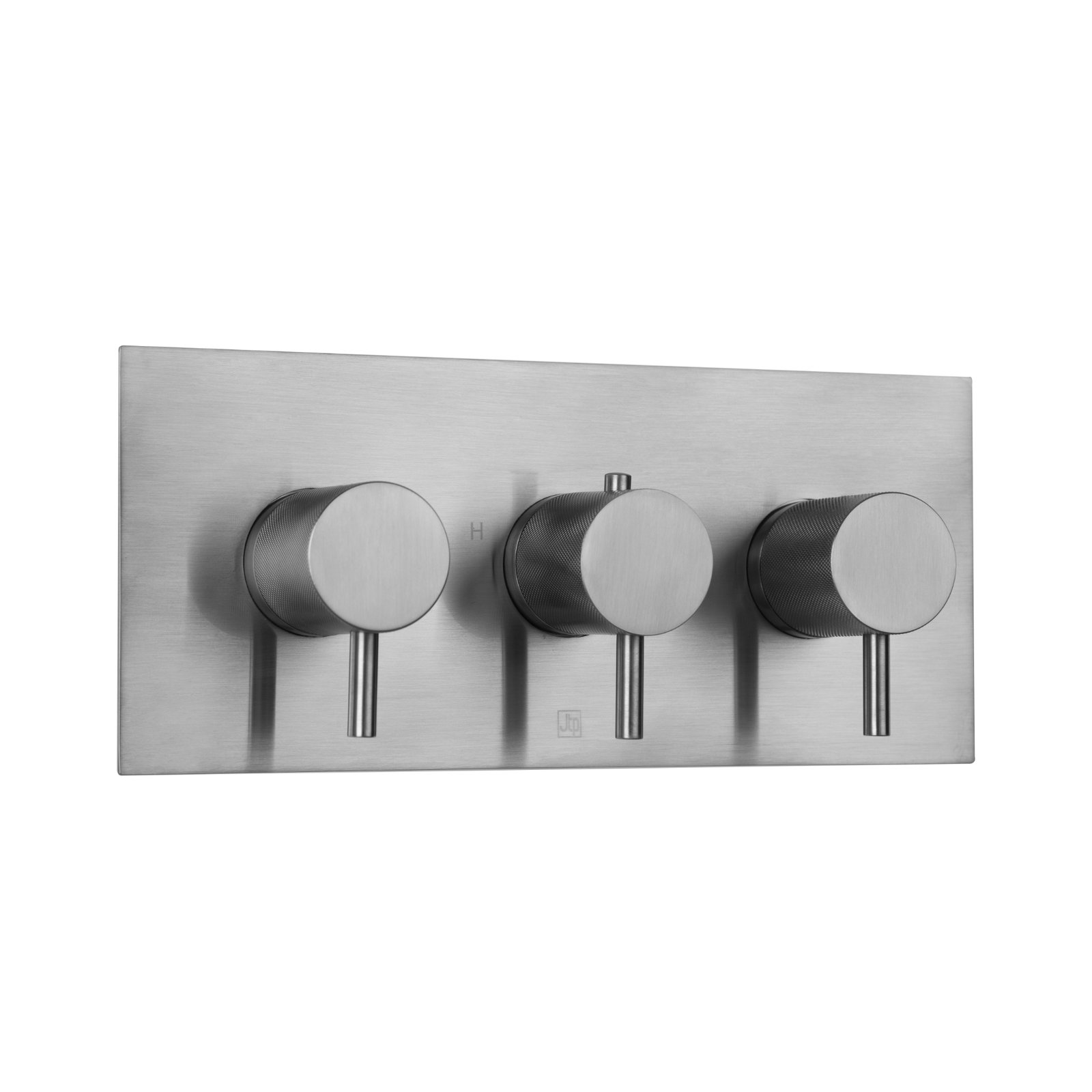 JTP Vos 2 Outlet 3 Handle Horizontal Thermostatic Concealed Shower Valve With Designer Handle – Various Colour - Brushed Black