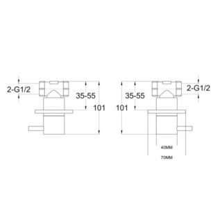 JTP Vos Wall Mounted Side Valves Pair With Designer Handle - Various Colour - Image 2