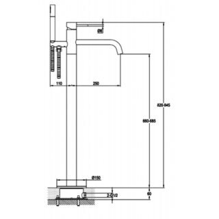 JTP Vos Floor Standing Bath Shower Mixer Tap With Kit And Designer Handle - Various Colour - Image 2