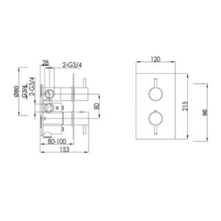 JTP Vos 1 Outlet Thermostatic Concealed Shower Valve With Designer Handle - Various Colour - Image 2