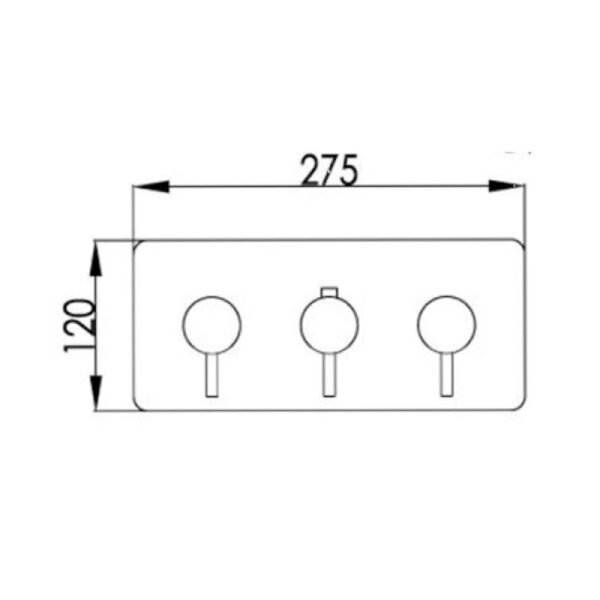 JTP Vos 3 Outlet 3 Handle Horizontal Thermostatic Concealed Shower Valve With Designer Handle - Various Colour - Image 2