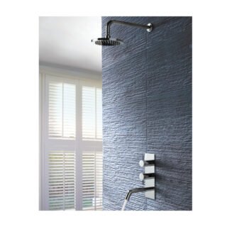 JTP Florence 2 Outlet Thermostatic Concealed Shower Valve & Spout And Designer Handle Chrome - Image 2