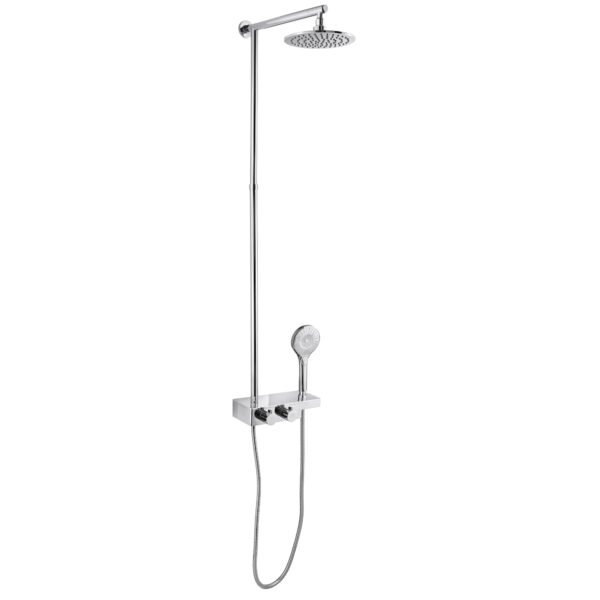 JTP Thermostatic Shower Pole & Fixed Shower Head And Shower Handset Chrome