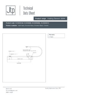 JTP Heating Element With T Piece - Brushed Black - Various Watts - Image 2