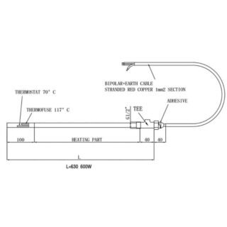 JTP Heating Element & T Piece 600w Brushed Brass - Image 2