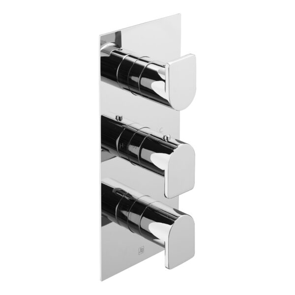 JTP Form 3 Outlet 3 Handle Thermostatic Concealed Shower Valve Chrome