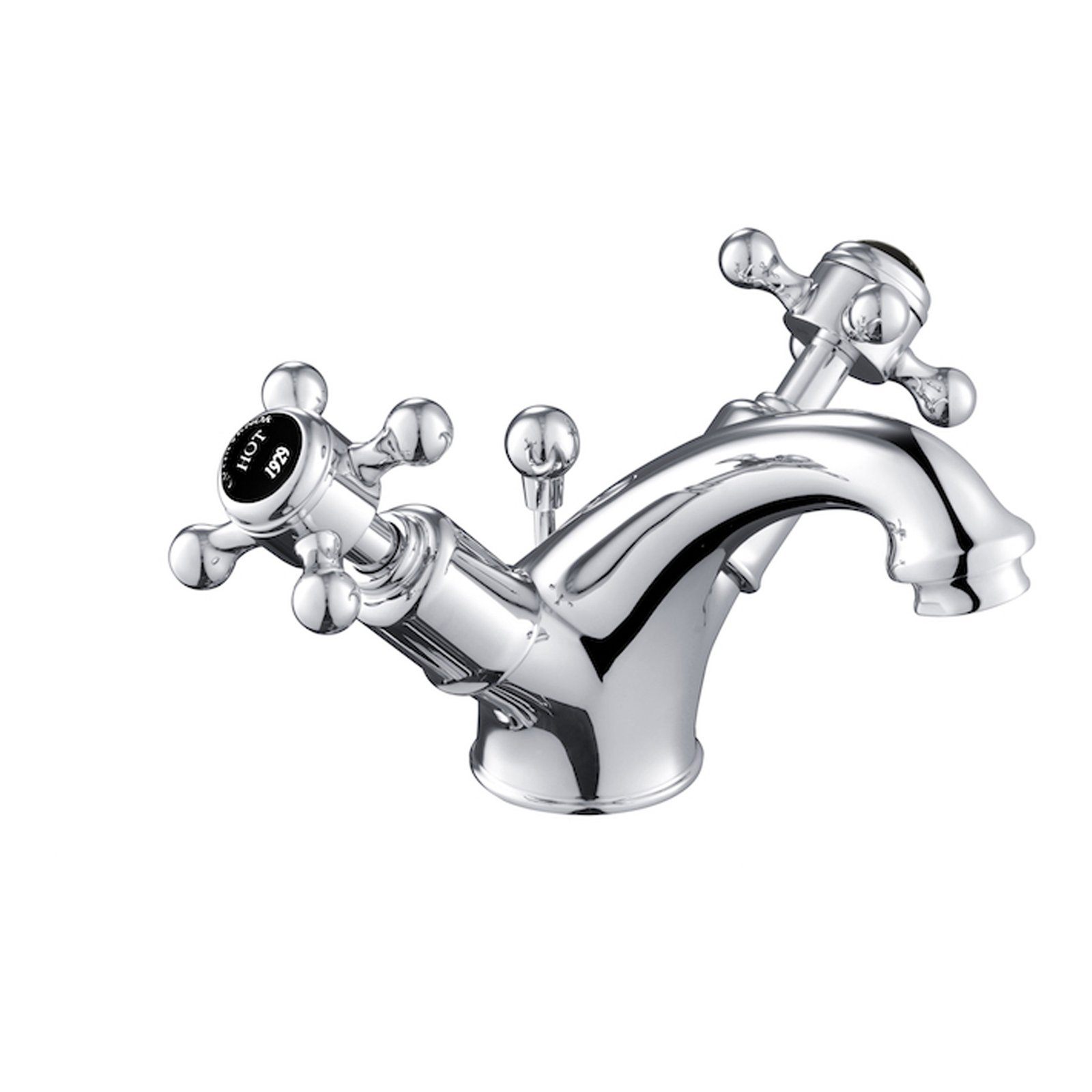 JTP Grosvenor Crosshead Basin Mixer Tap With Pop Up Waste – Various Colour - Matt Black