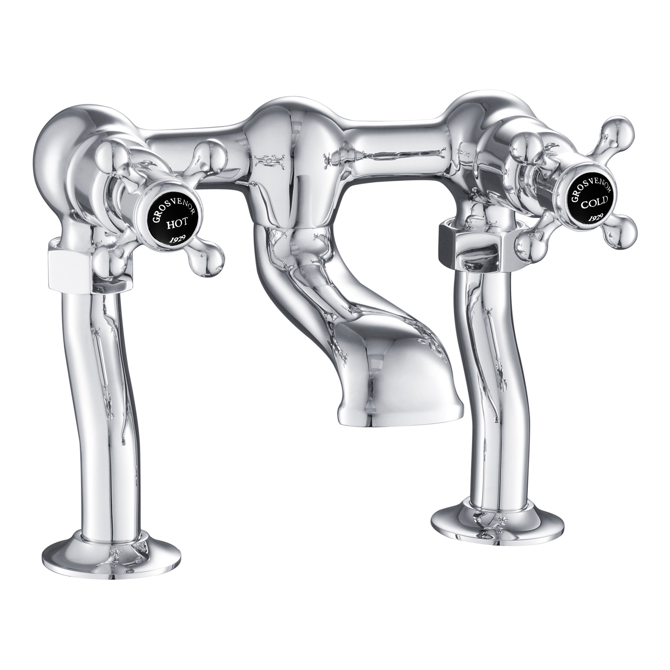 JTP Grosvenor Deck Mounted Crosshead Bath Filler Tap – Various Colour - Matt Black