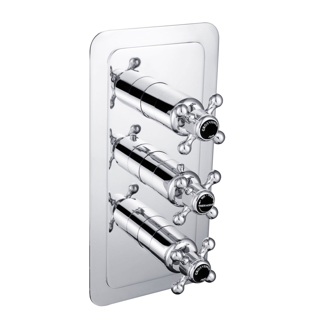 JTP Grosvenor 3 Outlet 3 Handle Crosshead Thermostatic Concealed Shower Valve – Various Colour - Matt Black
