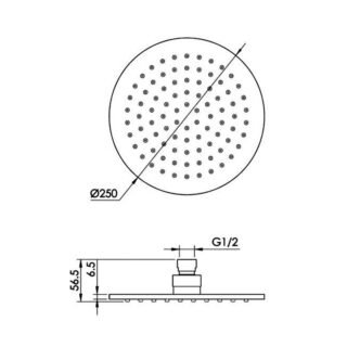JTP Glide Ultra-Thin Round Ceiling Mounted Fixed Shower Head - Chrome - Various Diameter - Image 3