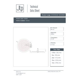 JTP Glide Ultra-Thin Round Ceiling Mounted Fixed Shower Head - Chrome - Various Diameter - Image 4