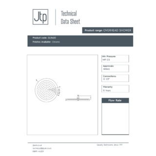 JTP Glide Ultra-Thin Round Ceiling Mounted Fixed Shower Head - Chrome - Various Diameter - Image 5