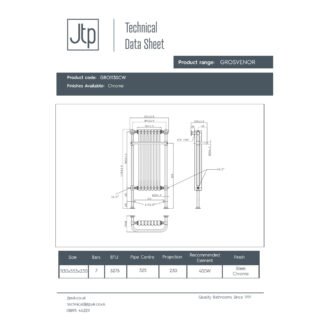 JTP Grosvenor Radiator Heated Towel Rail - Chrome - Various Size - Image 3