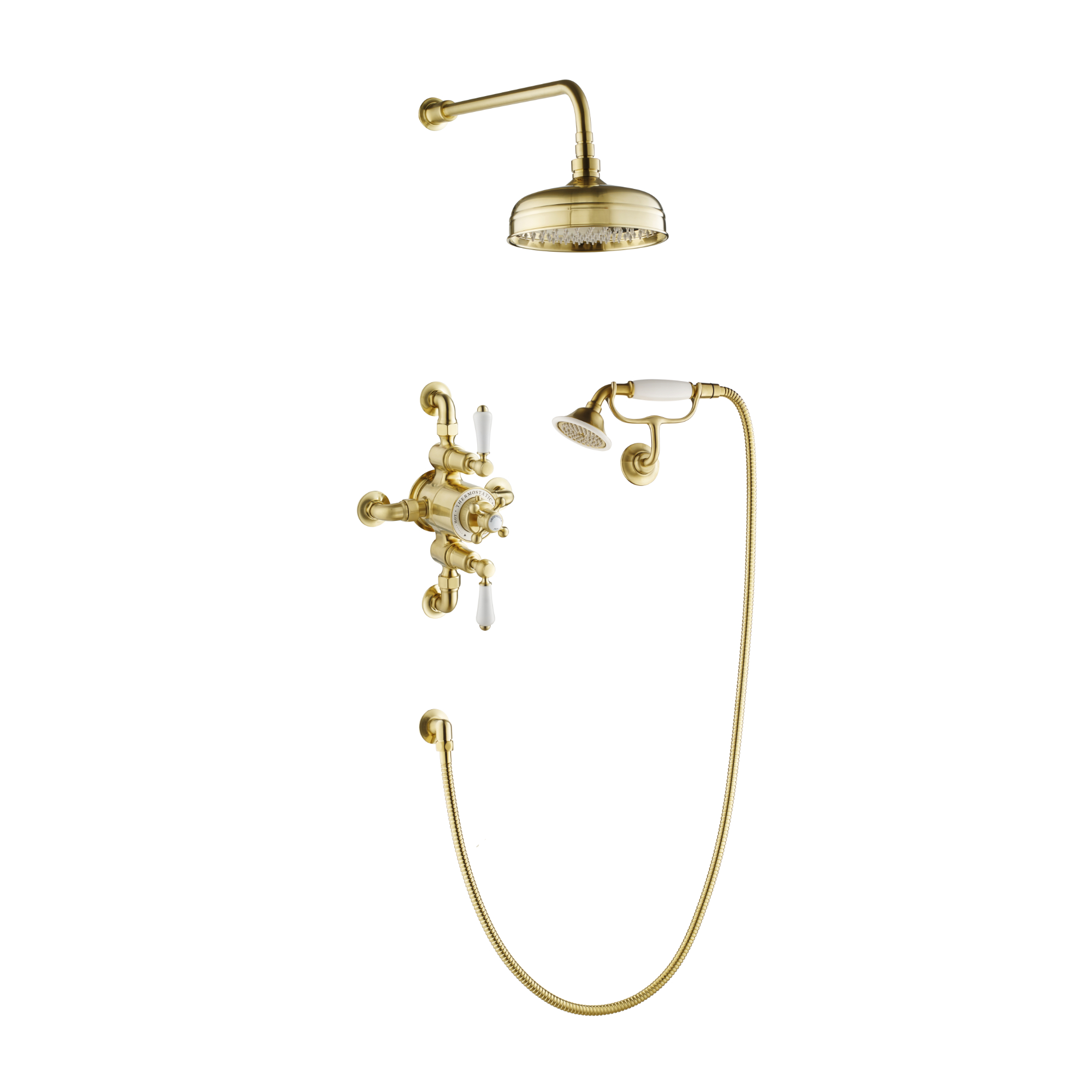 JTP Grosvenor 2 Outlet Exposed Thermostatic Shower Valve – Various Colour - Brushed Brass
