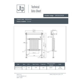 JTP Grosvenor Radiator Heated Towel Rail - Chrome - Various Size - Image 2