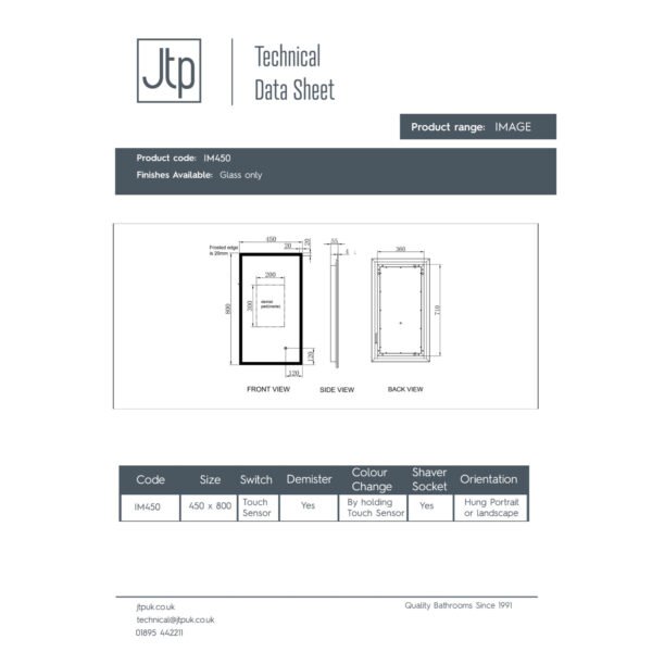 JTP Image Rectangular Illuminated Led Mirror - Various Size - Image 5
