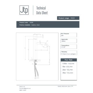 JTP Inox Tall Basin Mixer Tap Stainless Steel - Image 2
