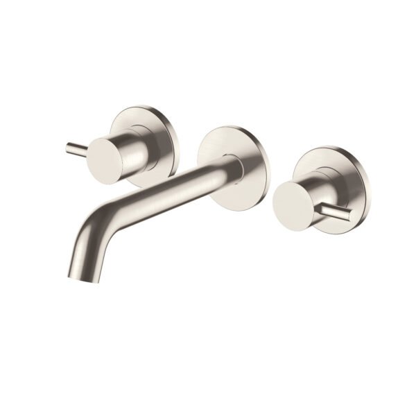 JTP Inox 3 Hole Wall Mounted Basin Mixer Tap Stainless Steel