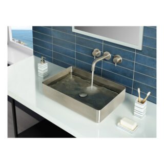 JTP Inox 3 Hole Wall Mounted Basin Mixer Tap Stainless Steel - Image 3