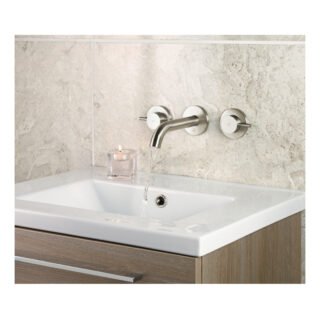 JTP Inox 3 Hole Wall Mounted Basin Mixer Tap Stainless Steel - Image 4