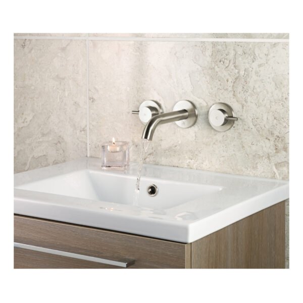 JTP Inox 3 Hole Wall Mounted Basin Mixer Tap Stainless Steel - Image 4