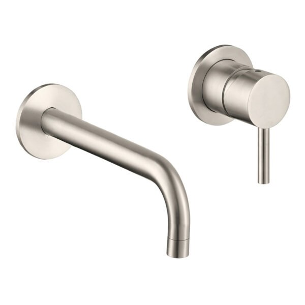 JTP Inox 2 Hole Wall Mounted Basin Mixer Tap 155mm Spout Reach Stainless Steel