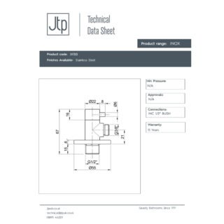 JTP Inox Angle Shower Valve Stainless Steel - Image 2