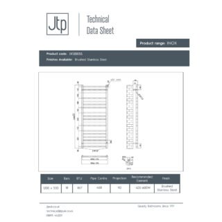 JTP Inox Straight Heated Towel Rail - Stainless Steel - Various Size - Image 5