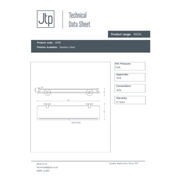 JTP Inox Glass Shelf Stainless Steel - Image 2