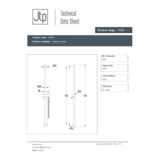 JTP Inox Slider Shower Rail Kit & Single Function Handset And Hose Stainless Steel - Image 2