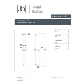 JTP Inox Slide Rail 600mm High Stainless Steel - Image 2