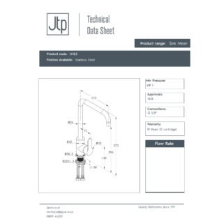 JTP Inox Mono Kitchen Sink Mixer Tap Swivel Spout Stainless Steel - Image 2