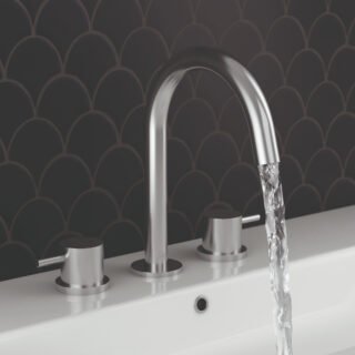 JTP Inox 3 Hole Deck Mounted Basin Mixer Tap Stainless Steel - Image 4