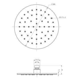 JTP Inox Slim Round Fixed Shower Head 200mm Diameter Stainless Steel - Image 2