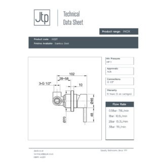 JTP Inox Single Lever Concealed Manual Shower Valve Stainless Steel - Image 2